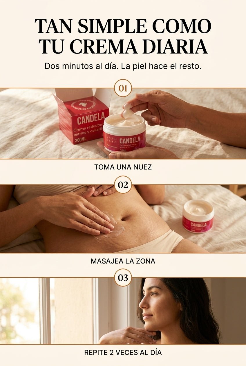 Modo de uso — toma una nuez, masajea la zona, repite 2 veces al día